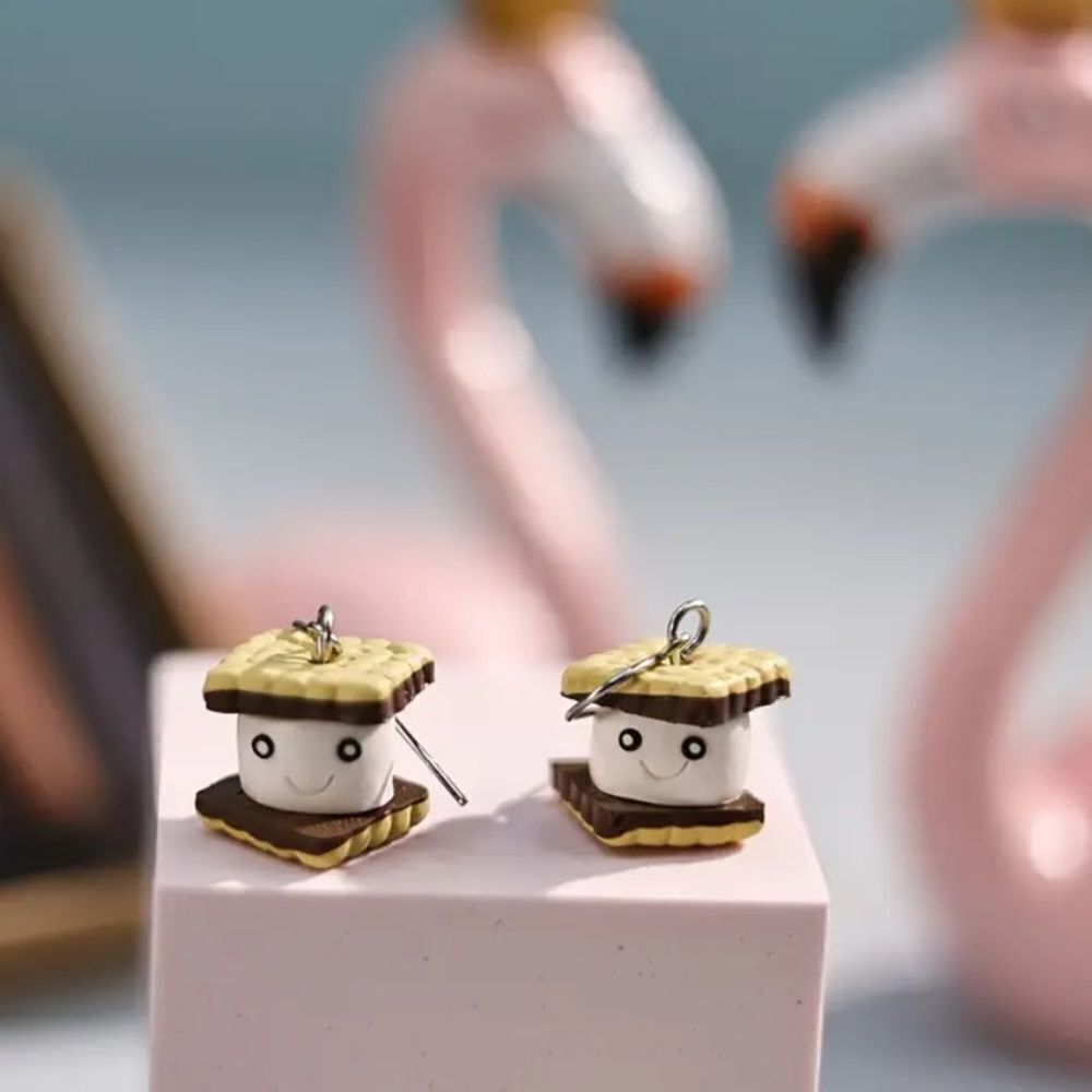 🪵🔥🪵 The CUTEST S’mores Cookie Drop Earrings🪵🔥🪵